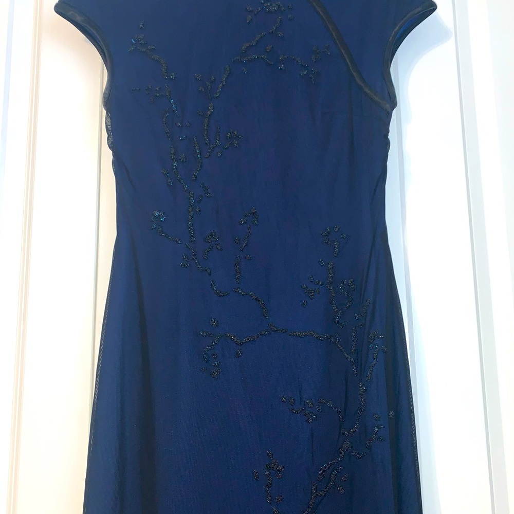 Dark blue Caché sequined evening dress